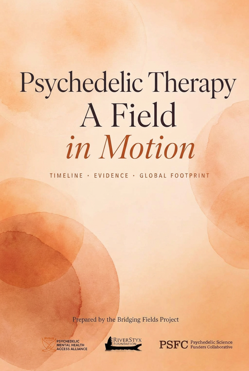 Infographic cover: Psychedelic Therapy — A Field in Motion